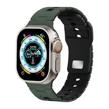 Chytré hodinky Perforovaný dvojbarevný řemínek pro Apple Watch 42/44/45/46/49mm,Khaki-černý