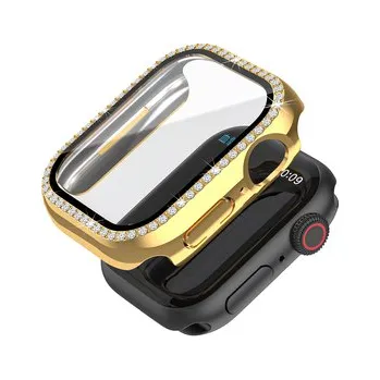 Chytré hodinky Ochranné kamínkové pouzdro se sklíčkem pro Apple Watch 42mm,Zlatý