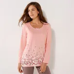 Pyžamové tričko s potiskem květin a dlouhými rukávy růžová 50