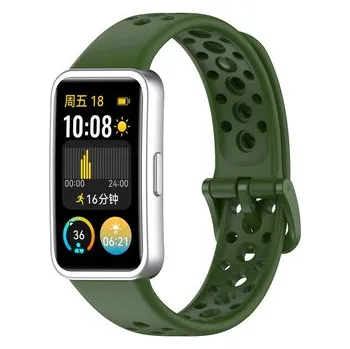 Chytré hodinky Perforovaný řemínek pro Huawei Band 8/9/10,Tmavě zelená