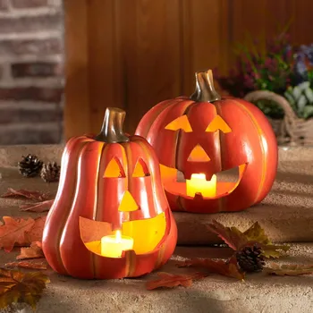 Dekorace Dýňová hlava oranžová 16 x 14 x 20 cm