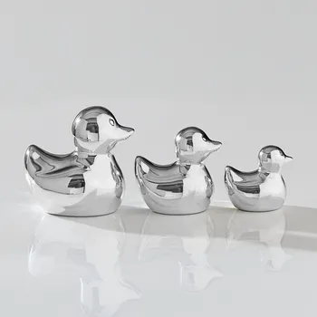 Náhrdelník 3 keramické kačenky stříbrná