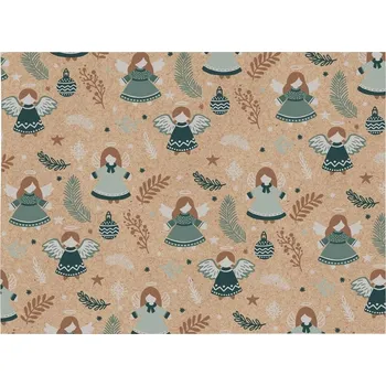 Balící papír Balící papír vánoční Kraft, V295, 100x70cm, andílek