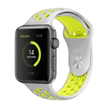 Chytré hodinky Perforovaný řemínek pro Apple Watch 42/44/45/46/49mm,Šedo-Žlutý
