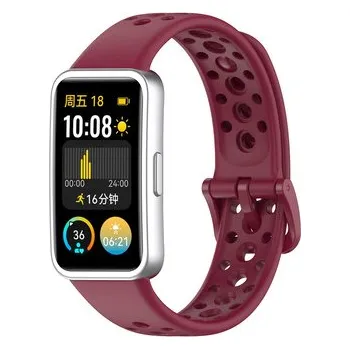 Chytré hodinky Perforovaný řemínek pro Huawei Band 8/9/10,Vínová