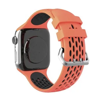 Chytré hodinky Perforovaný řemínek s dvojitým zapínáním pro Apple Watch 38/40/41/42(S10)mm,Oranžovo-černý