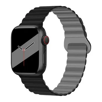Chytré hodinky Silikonový magnetický řemínek pro Apple Watch 38/40/41/42(S10)mm,Černo-Šedá