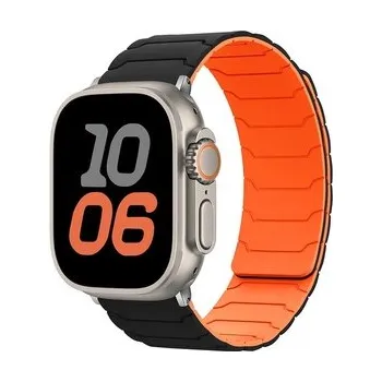 Chytré hodinky Silikonový magnetický řemínek pro Apple Watch 38/40/41/42(S10)mm,Černo-oranžový