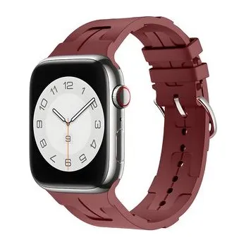 Silikonový řemínek se vzorkem pro Apple Watch 42/44/45/46/49mm,Bordeaux (Tmatvší červeno-hnědá)