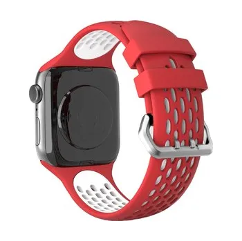 Chytré hodinky Perforovaný řemínek s dvojitým zapínáním pro Apple Watch 38/40/41/42(S10)mm,Červeno-Bílý