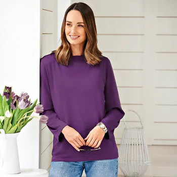 3 trička s dlouhým rukávem fialová-modrá-bordó XL