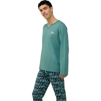 Pánské pyžamo Pánské bavlněné pyžamo s potiskem knih Vamp 23660 teal brittany velikost XL
