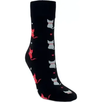 Dámské ponožky Ponožky RS 12066 černá, kočky velikost 35-38