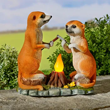 Zahradní dekorace Solární surikaty u ohně