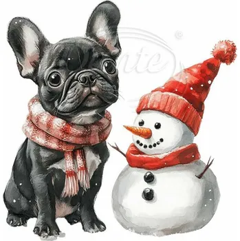 Textilní nažehlovací páska Dante Nažehlovačka Buldoček a sněhulák - 6 x 6 cm