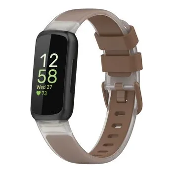 Chytré hodinky Jednobarevný transparentní řemínek pro Fitbit Inspire 3,Hnědá