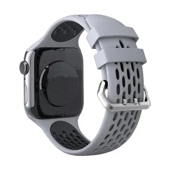 Chytré hodinky Perforovaný řemínek s dvojitým zapínáním pro Apple Watch 42/44/45/46/49mm,Šedo-černý