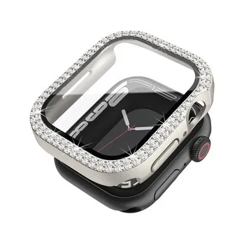Chytré hodinky Ochranné dvojité kamínkové pouzdro se sklíčkem pro Apple Watch 41mm,Hvězdně bílý