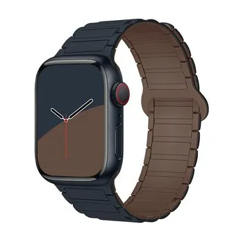 Chytré hodinky Dvojbarevný magnetický řemínek pro Apple Watch 42/44/45/46/49mm,Tmavěmodro-hnědý