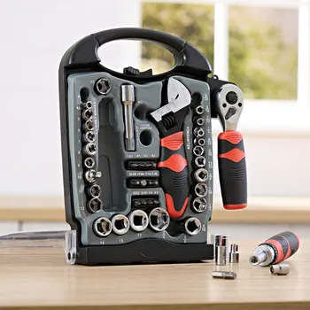 Sada nářadí 45dílná sada ráčnových hlavic Plastové pouzdro 26 x 22 x 4,5 cm.