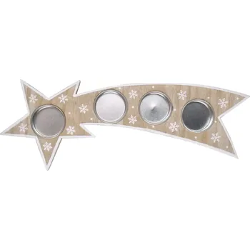 Vánoce Svícen kometa dřevěná 31,5 x 12,5 cm