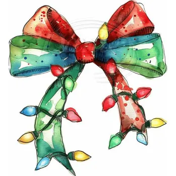 Textilní nažehlovací páska Dante Nažehlovačka Mašle a světýlka barevná - 10 x 12 cm