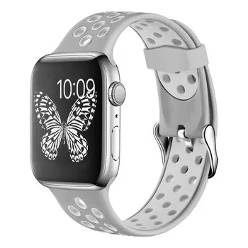 Chytré hodinky Perforovaný řemínek s přezkou pro Apple Watch 38/40/41/42(S10)mm,Šedo-Bílý