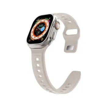 Chytré hodinky Silikonový vroubkovaný řemínek pro Apple Watch 42/44/45/46/49mm,Slonová Kost