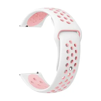 Chytré hodinky Perforovaný řemínek 22mm,Bílo-Růžový