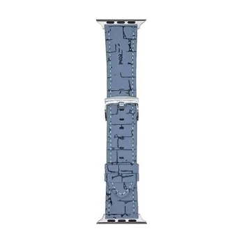 Chytré hodinky Koženkový řemínek s přezkou pro Apple Watch 42/44/45/46/49mm,Modro-Šedá