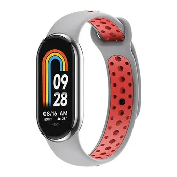 Příslušenství k fitness náramku Dvojbarevný silikonový náramek Mi band 8/9/10,Šedo-Červená,Xiaomi Mi Band 8/9/10