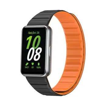 Chytré hodinky Silikonový magnetický řemínek pro Samsung Galaxy Fit 3,Černo-oranžový