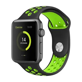 Chytré hodinky Perforovaný řemínek pro Apple Watch 42/44/45/46/49mm,Černo-Zelený