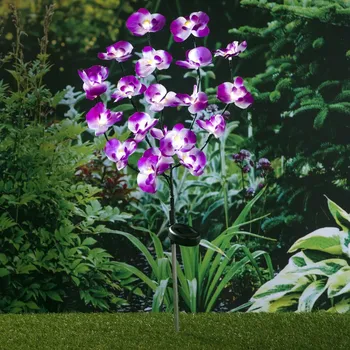 Zahradní dekorace Solární zahradní zápich Orchidej fialová