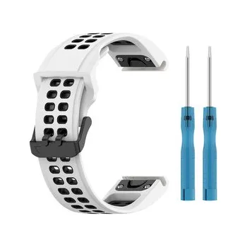 Chytré hodinky QuickFit perforovaný řemínek s přezkou 20mm,Bílo-Černý