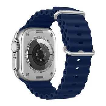 Vroubkovaný řemínek s přezkou pro Apple Watch 38/40/41/42(S10)mm,Tmavě Modrý