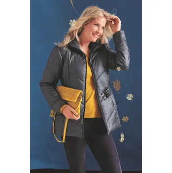 Bunda se vzorem rybí kosti tmavě modrá 38/40