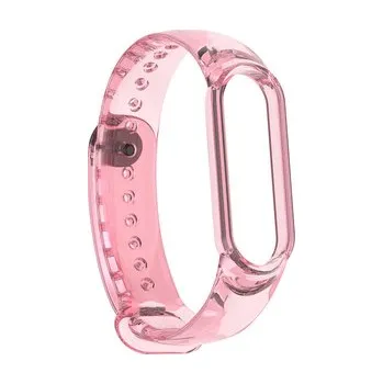 Chytré hodinky Silikonový průhledný řemínek měnící barvu Mi Band 3/4,Červeno-růžový