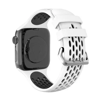 Chytré hodinky Perforovaný řemínek s dvojitým zapínáním pro Apple Watch 42/44/45/46/49mm,Bílo-Černý