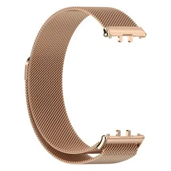 Příslušenství k chytrým hodinkám Milánský tah magnetický řemínek pro Samsung Galaxy Fit 3,Růžovo-zlatý