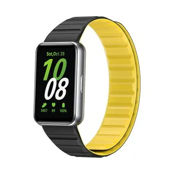 Chytré hodinky Silikonový magnetický řemínek pro Samsung Galaxy Fit 3,Černo-žlutý