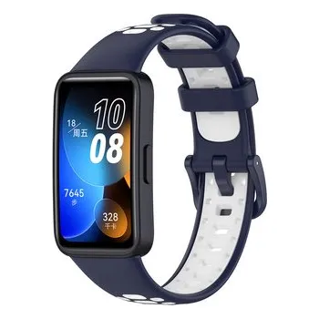Chytré hodinky Perforovaný dvojbarevný řemínek Huawei Band 8/9/10,Tmavěmodro-Bílý