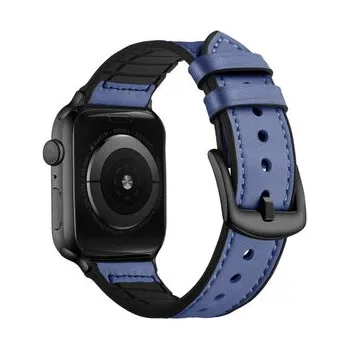 Chytré hodinky Koženo-silikonový řemínek pro Apple Watch 42/44/45/46/49mm,Modrá