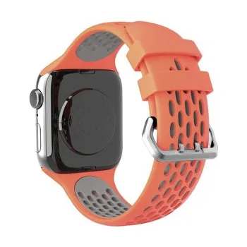 Chytré hodinky Perforovaný řemínek s dvojitým zapínáním pro Apple Watch 38/40/41/42(S10)mm,Oranžovo-Šedý