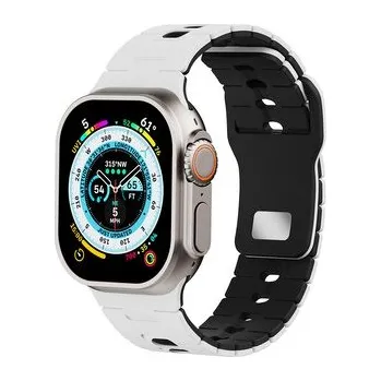 Chytré hodinky Perforovaný dvojbarevný řemínek pro Apple Watch 38/40/41/42(S10)mm,Bílo-Černý