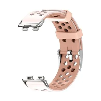 Chytré hodinky Perforovaný řemínek s přezkou Huawei Band 8/9/10,Béžovo-růžová