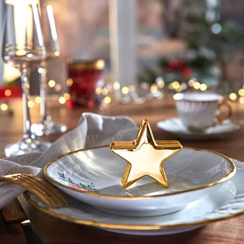 Vánoční dekorace Keramická hvězda zlatá
