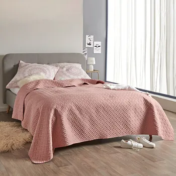 Přehoz na lůžko Oboustranný přehoz starorůžová 220x240 cm