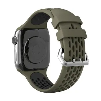 Chytré hodinky Perforovaný řemínek s dvojitým zapínáním pro Apple Watch 42/44/45/46/49mm,Khaki-černý
