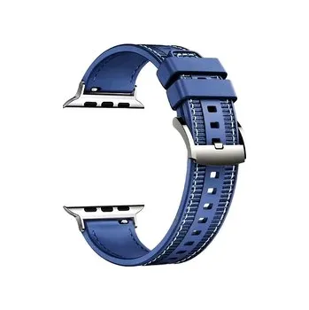 Chytré hodinky Silikonovo-textilní řemínek pro Apple Watch 42/44/45/46/49mm,Tmavě modrá